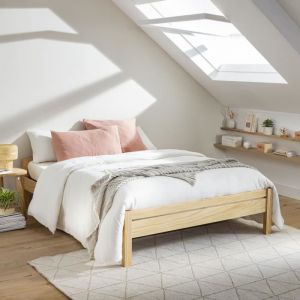 Terre de Nuit Lit adulte en pin massif avec pieds carr&eacute;s 140x200 - LT17020