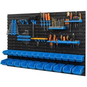 Panneau mural pour outils 115 x 78 cm avec 24 pcs Boîte Bleue plastique