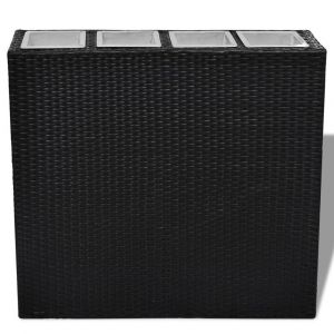 Image de VidaXL 1 Bac Rectangle Pot de Fleurs en Rotin Noir | Noir