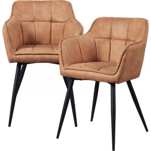 [en.casa] - Lot de 2 chaises de salle à manger Birmingham 81 x 57 x 53 cm marron noir