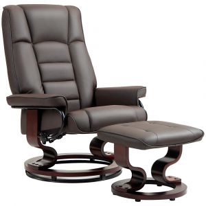Homcom Fauteuil de relaxation inclinable repose-pied cadre en bois marron