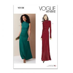 Vogue Patron de couture V2128B5 Patrons de couture pour robe en tricot avec volants et manches pour femme B5 (36-38-40-42-44)