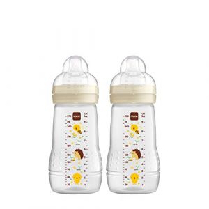 Mam Biberon Easy Active 270 ml, Abeille/ Hérisson en coffret double - Taille 260ml-350ml