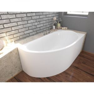 Badland - Baignoire Bain d'angle 140x70 Droite avec tablier en acrylique, Siphon de bain et pieds (support) - Set 4en1 - Fabriqu&eacute; en ue miki