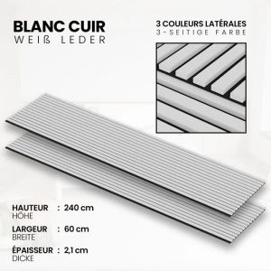 Panneau Acoustique 21mm - Blanc Cuir - Feutrine Noire - 240x60cm - Lot de 2