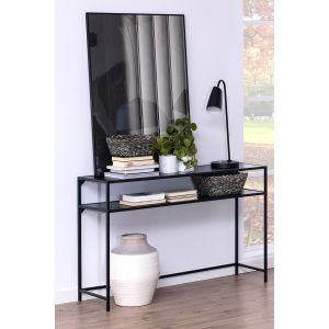 Emob Console Dover avec décor en frêne noir et cadre noir mat.