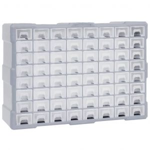 VidaXL Organisateur multi-tiroirs avec 64 tiroirs 52x16x37,5 cm - Gris