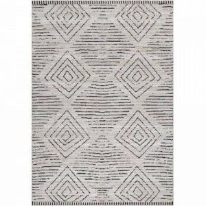 TARA - Tapis Berbère laineux - Crème & Anthracite 80 x 150 cm