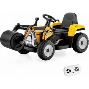 Image de Costway - Voiture Électrique Enfants 12 v avec Rouleau Compresseur Réglable, Tracteur Électrique Alimenté avec Télécommande 2,4 g, Démarrage