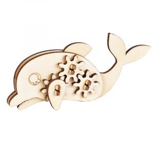 Dam Mini puzzle m&eacute;canique 3d en bois. Design dauphin. 16 pi&egrave;ces.