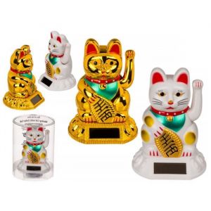 Out Of The Blue Chat porte-bonheur solaire - Maneki-neko - Plastique r&eacute;sistant - &Eacute;nergie solaire - 7,5 cm