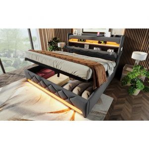 Lit superpos&eacute; enfant 90x190 cm avec &eacute;chelle int&eacute;gr&eacute;e, sommier &agrave; lattes, m&eacute;tal noir