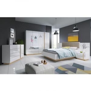 Image de Bobochic Chambre complète ARCOMA blanc avec sommier coffre relevable inclus - Blanc