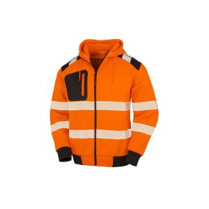 Result Sweat capuche zippé HV en polyester recyclé Orange / Noir XL - Orange / Noir
