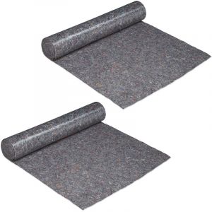 Relaxdays Couverture déménagement, lot de 2, 1x25 = 25 m², Rouleau protection sol 220 g/m² tapis travaux peinture, gris