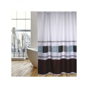 MSV Rideau de douche Polyester DELHI 180x200 QUALITÉ PREMIUM Marron - Anneaux inclus - Marron