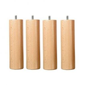 BELLECOUR LITERIE Jeu de pieds de lit cylindriques en bois Hauteur 10 cm (lot de 4)
