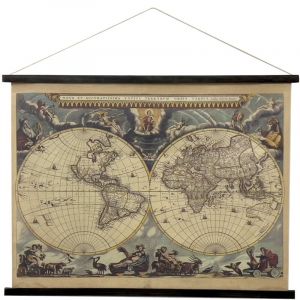 Signes Grimalt ORIGEN Home Decor Lienzo Enrollable Mapamundi Cuadros Marrón Rectangular 75x100x2cm<br /><br />