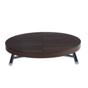 Image de Inside75 Table basse ronde relevable et extensible SATURNA WENGE diamètre 105 cm - marron