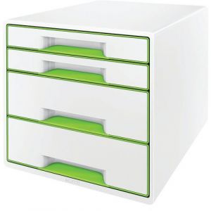 Leitz Bloc de Classement A4 avec 4 Tiroirs et Organiseur, WOW, Vert, 52132054