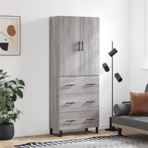 VidaXL Buffet haut Sonoma gris 69,5x34x180 cm Bois d'ingénierie, buffet, armoire latérale, armoire de rangement, armoire, buffets, armoire haute