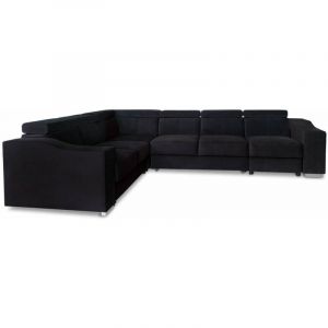 Mobilier Deco - lucky - Canapé d'angle convertible réversible en tissu velours noir