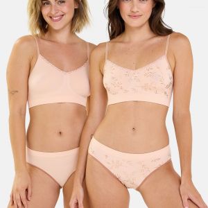 Billet Doux Lot de 2 slips Feuillage Cuivr&eacute; + Rose P&ecirc;che orange