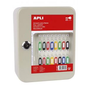 APLI 17137 - Armoire &agrave; cl&eacute;s pour 20 cl&eacute;s, en acier peinture mate gris clair