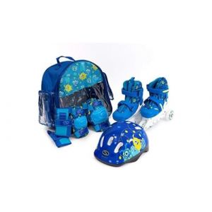 SMJ Ensemble de Patins à roulettes 2 en 1 pour Enfant avec Patins à roulettes réglables + Set de Protection, Casque et Sac (30-33)