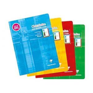 Clairefontaine 37548C Un Cahier Agrafé - 17x22 cm - 48 Pages Réglure 4 couleurs Spéciale DYS Interligne 5mm - Papier Blanc 90 g - Couverture Carte Pelliculée - Couleur Aléatoire