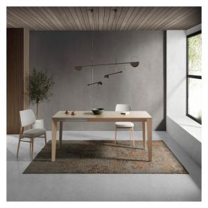 Table repas extensible GEO 6 couverts 120/190x90cm pieds bois plateau chêne