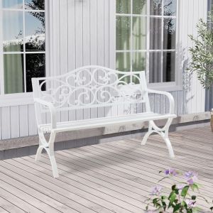 Casa.pro - Banc de jardin Utav 127 x 53 x 79 cm acier blanc