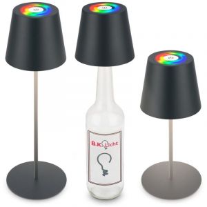 B.K.Licht - Lampe de table LED RGBW 3 en 1 sans fil IP44 avec tactile, intensité variable en continu, batterie et source de lumière remplaçables, lampe de chevet, lampe LED, lampe en bouteille, 36 x