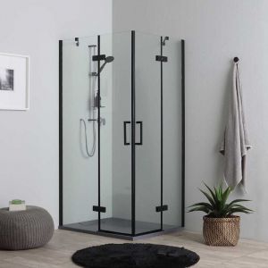 Kiamami Valentina Paroi De Douche 70X100 Noir Mat Double Porte Sans Cadre London