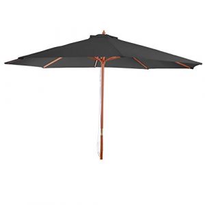 Mendler Parasol Florida, Parasol de Jardin, Parasol de march&eacute;, &Oslash; 3m Polyester/Bois 6kg - Anthracite