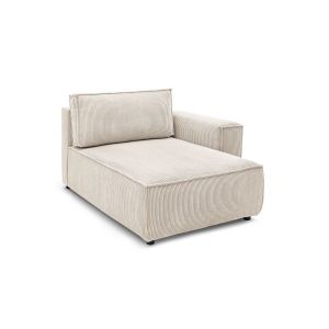 Bobochic Méridienne Avec Accoudoir Pour Canapé Modulable Nihad Tissu Velours Côtelé Beige Angle Droit