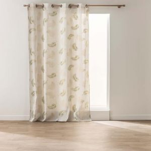 Douceur d'Int&eacute;rieur, Rideau &agrave; Oeillets (140 x 240 cm) Isadora Sauge, Polycoton Imprim&eacute; M&eacute;tallis&eacute;