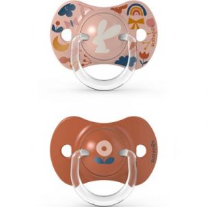 Suavinex Lot de 2 sucettes sym&eacute;triques SX PRO Into the forest rose (18 mois et +)