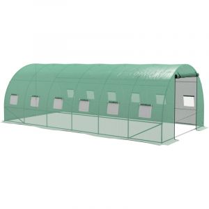 Serre de jardin tunnel 18 m² système d'arrosage intégré acier renforcé PE haute densité vert