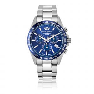 Philip Watch Montre pour homme en AcierAcier en forme de rond de forme Rond, couleur : BLEU, SUNRAY, fonctionnalit&eacute;s : 10 ATM - 0.177 g - R8273607005
