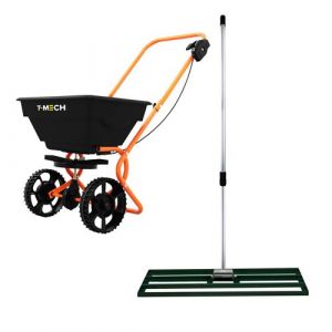 Épandeur Rotatif & Niveleur de Pelouse 100 cm (Vert) Râteau de Nivellement Saleuse Fertiliseur