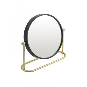 Spirella Miroir grossissant sur pied Acier bly Noir mat & Dor&eacute;
