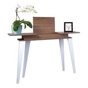 Image de Symbiosis Console avec abattant et pieds biseautés L118xH80cm PRISM Noyer/Blanc