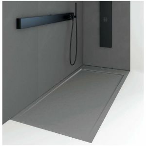 Stano Receveur de douche 70 x 180 cm extra plat QUORE en r&eacute;sine surface ardois&eacute;e b&eacute;ton - Gris