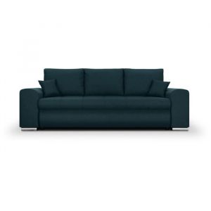 Image de Canap&eacute; convertible AUCUNE INDIAN 3 places tissu bleu canard L250xH88xP98 cm