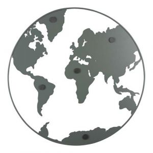 Pt' Mappemonde en métal avec magnets World Map jade grisé