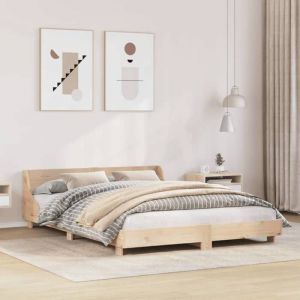 VidaXL Cadre de lit avec tête de lit 150x200 cm bois de pin massif, meuble de chambre, sommier, lit en bois, lit, lit double