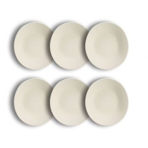 Ogo Living Lot de 6 assiettes creuses texturées 21cm en grès blanc mat