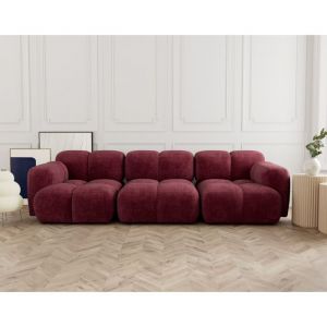 Lisa Design - Grace - canapé modulable 3 places en velours texturé - prune