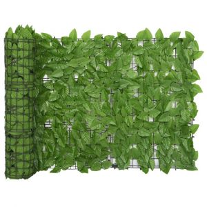Écran de balcon brise pare vue protection confidentialité avec feuilles 500 x 75 cm vert 02_0010002